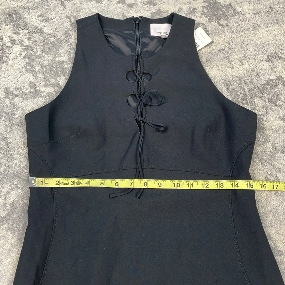 NWT Cinq a Sept Irene Dress Black Lace Up Tie Cut Out Mini Sheath Sz 10